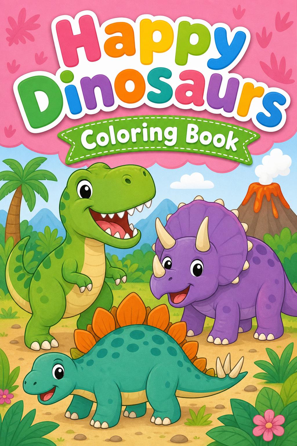 Happy Dinosaurs coloring book cover