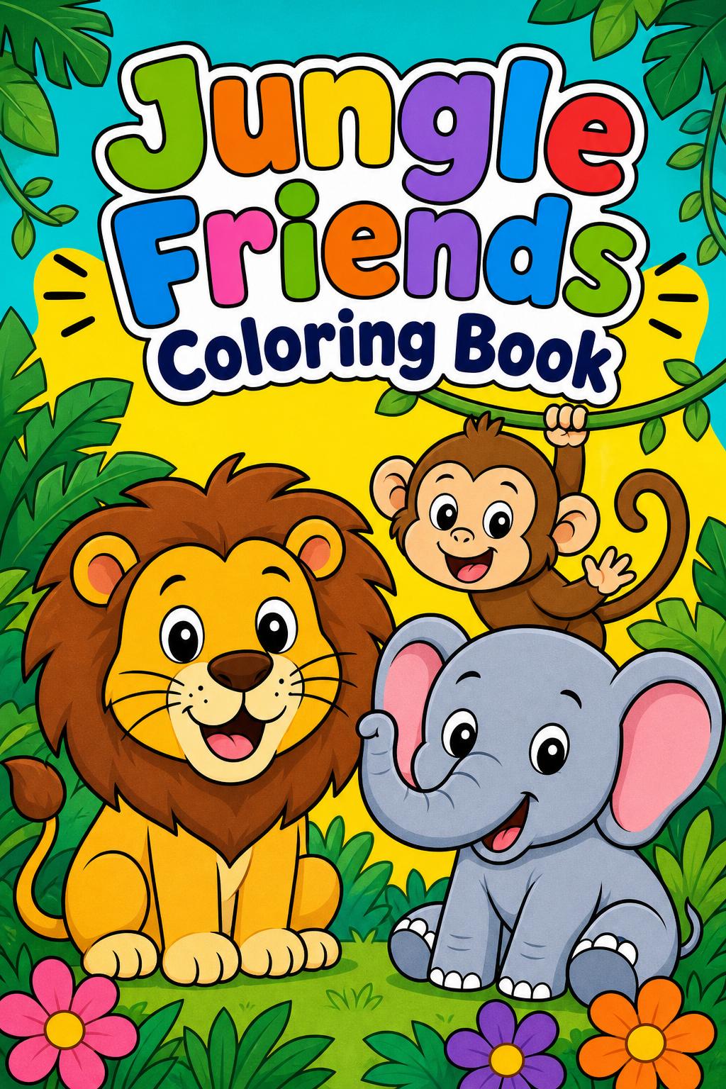 Jungle Friends coloring book cover