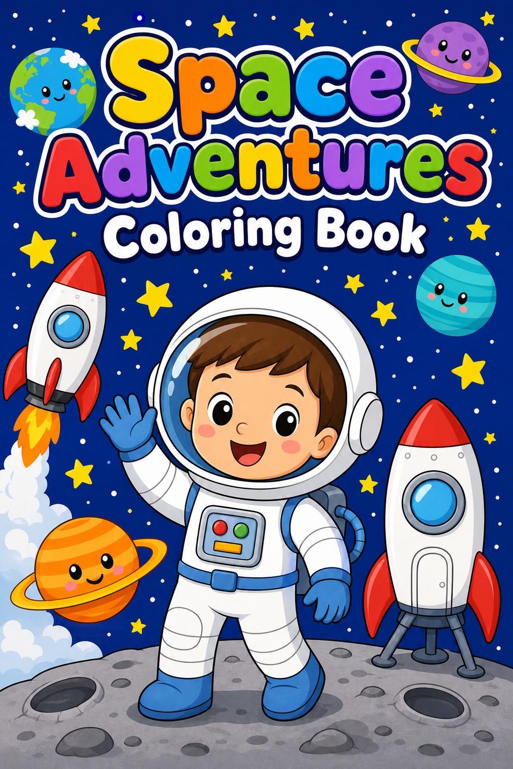 Space Adventures coloring book cover