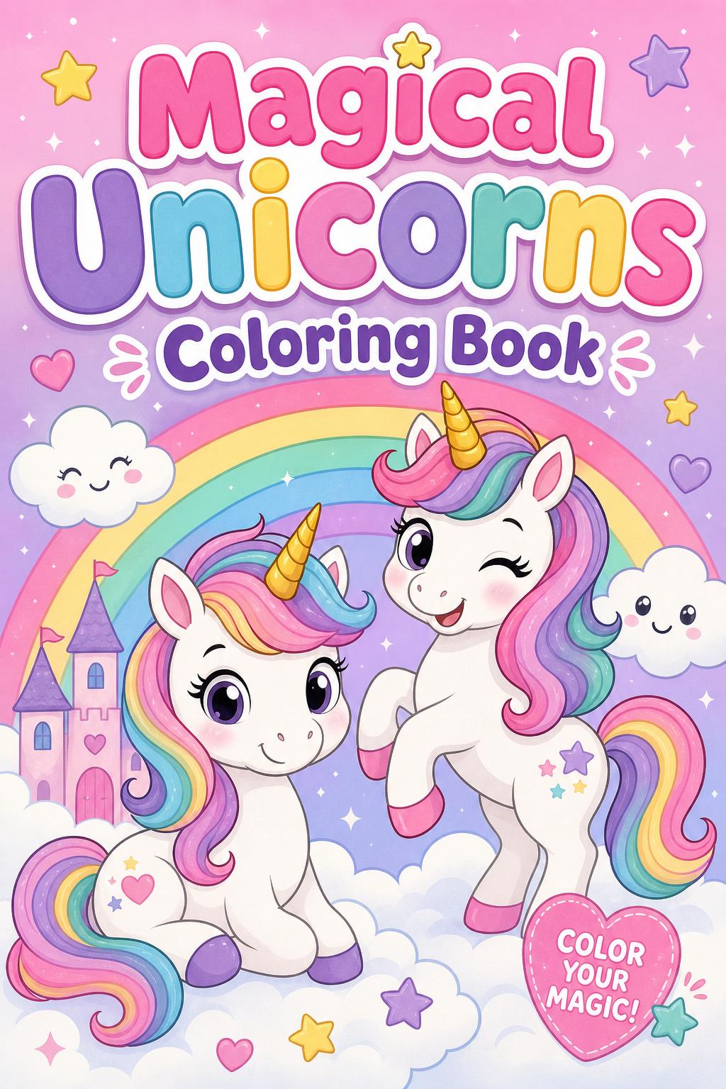Magical Unicorns coloring book cover